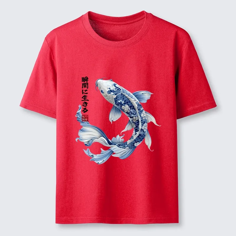 Tokyo-Tiger Blue And White Koi Fish Japanese Art Print Classic T-Shirt