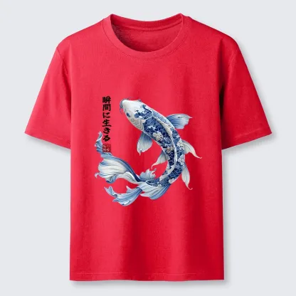 Tokyo-Tiger Blue And White Koi Fish Japanese Art Print Classic T-Shirt