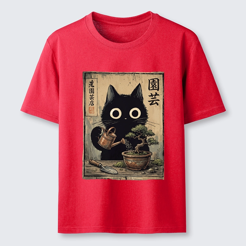 Tokyo-Tiger Black Cat Watering Bonsai Tree Classic T-Shirt