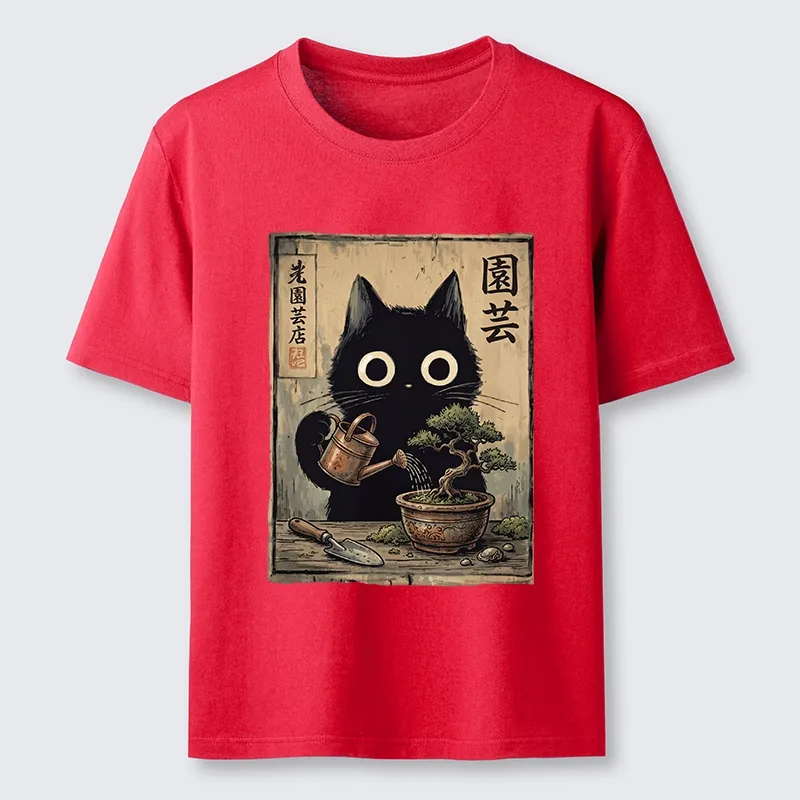 Tokyo-Tiger Black Cat Watering Bonsai Tree Classic T-Shirt