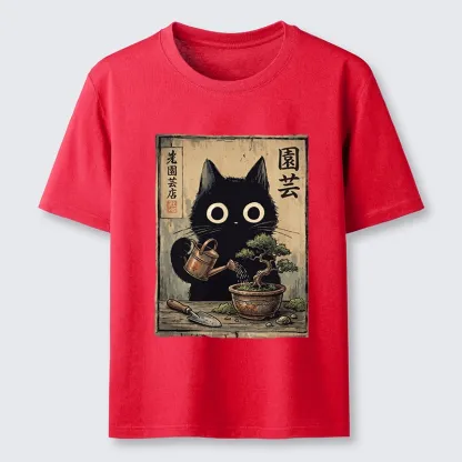 Tokyo-Tiger Black Cat Watering Bonsai Tree Classic T-Shirt