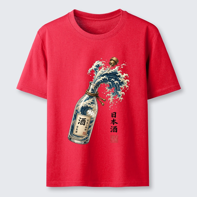 Tokyo-Tiger Ocean Wave Poured From A Sake Bottle Classic T-Shirt