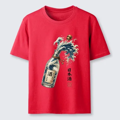 Tokyo-Tiger Ocean Wave Poured From A Sake Bottle Classic T-Shirt