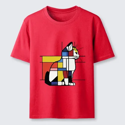 Tokyo-Tiger Geometric Cat Art In Primary Colors Classic T-Shirt