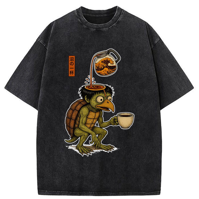 Tokyo-Tiger Japanese Cappa Yokai Coffee Washed T-Shirt