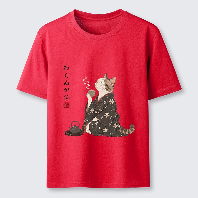 Tokyo-Tiger Zen Cat Drinking Tea In A Kimono Classic T-Shirt
