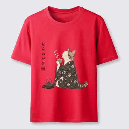 Tokyo-Tiger Zen Cat Drinking Tea In A Kimono Classic T-Shirt