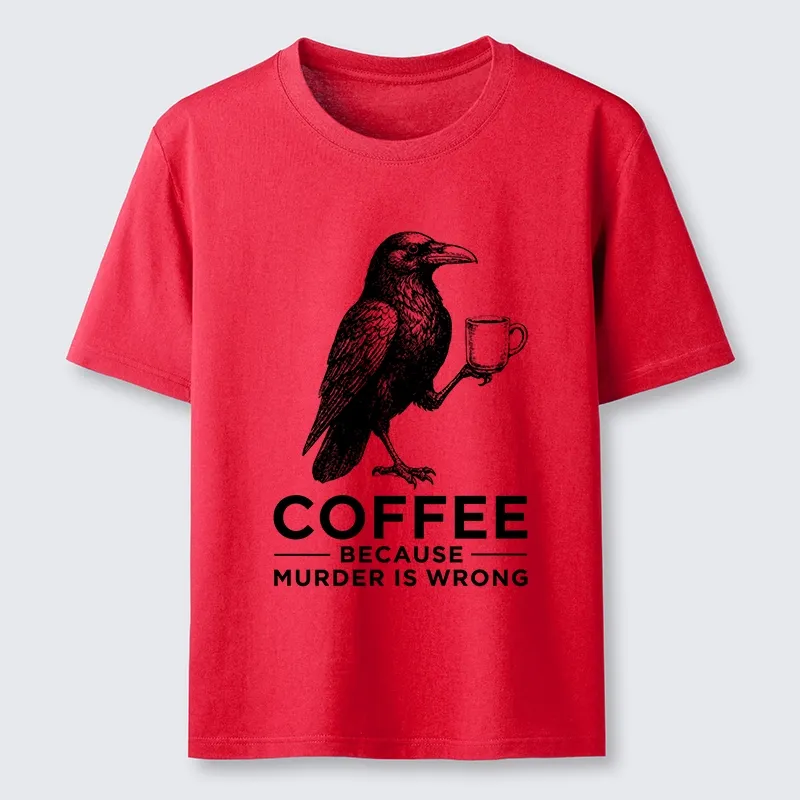 Tokyo-Tiger Raven Holding Coffee Life Mood Classic T-Shirt