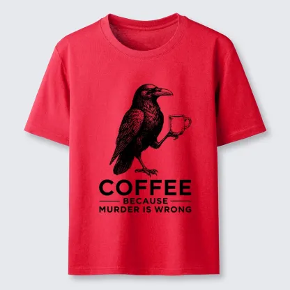 Tokyo-Tiger Raven Holding Coffee Life Mood Classic T-Shirt
