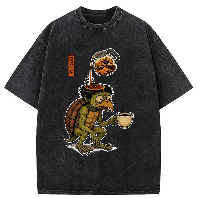 Tokyo-Tiger Japanese Cappa Yokai Coffee Washed T-Shirt