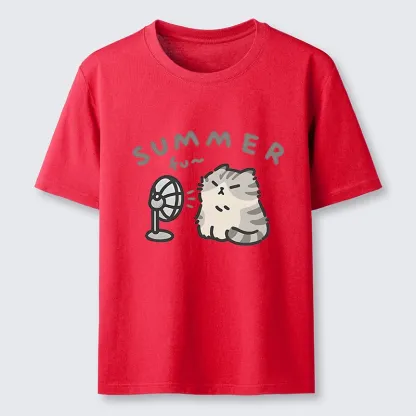Tokyo-Tiger Summer Cat Chills With A Fan Classic T-Shirt