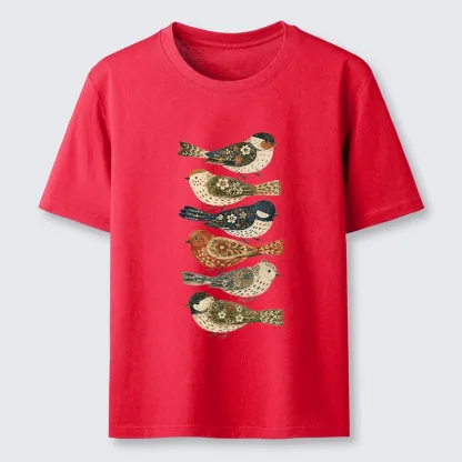 Tokyo-Tiger Colorful Folk Birds In Earthy Tones Classic T-Shirt