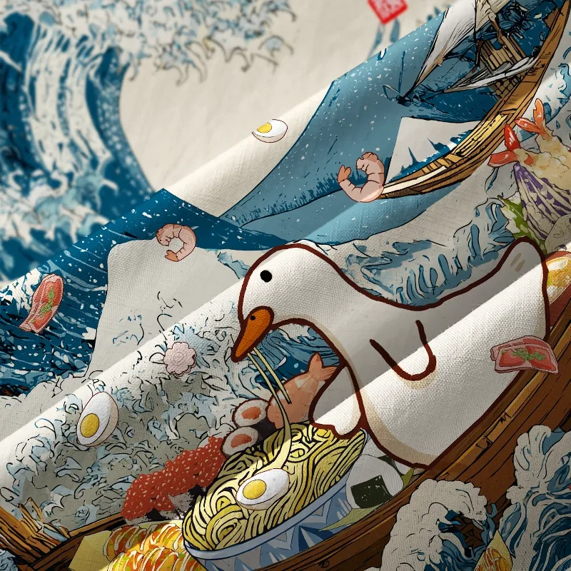 Tokyo-Tiger Naughty Duck Eating Ramen Aloha Hawaiian Shirt