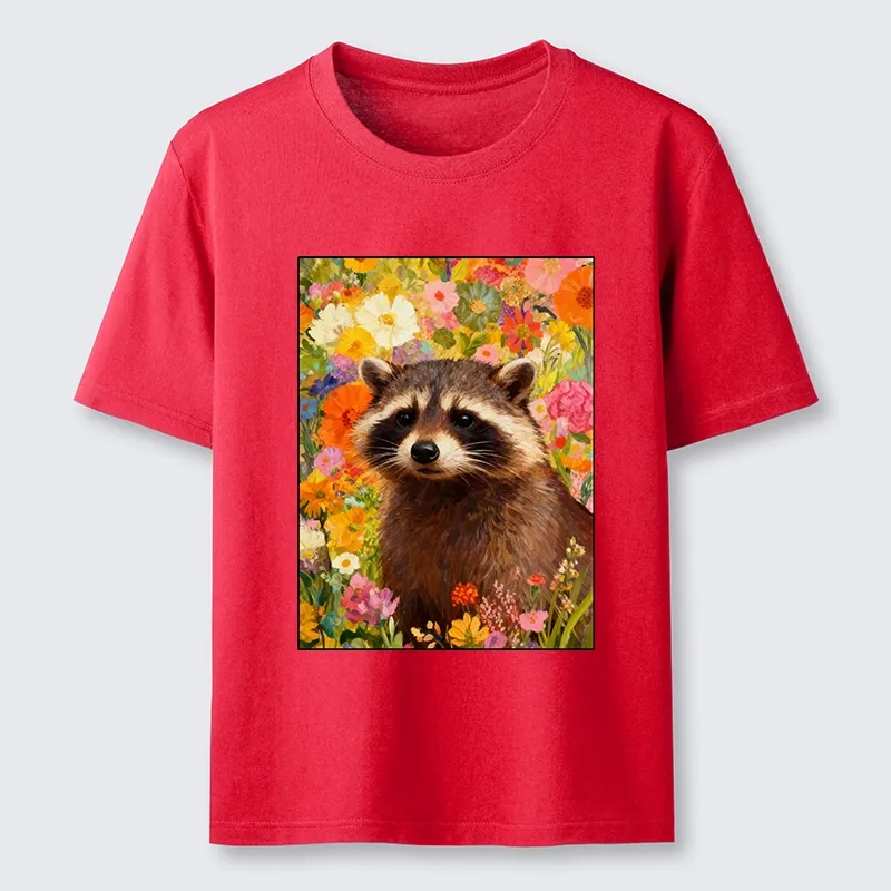 Tokyo-Tiger Raccoon Among Bright Flowers Classic T-Shirt
