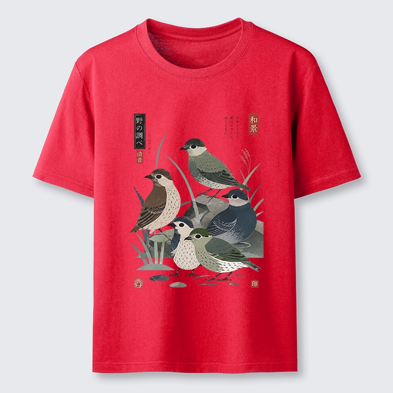 Tokyo-Tiger Cute Little Birds Japanese Folk Print Classic T-Shirt