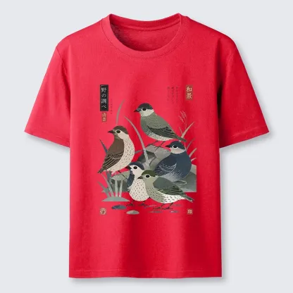 Tokyo-Tiger Cute Little Birds Japanese Folk Print Classic T-Shirt