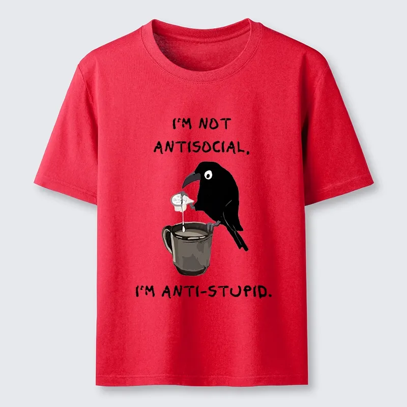 Tokyo-Tiger Cool Crow Sips Calm Coffee Alone Classic T-Shirt