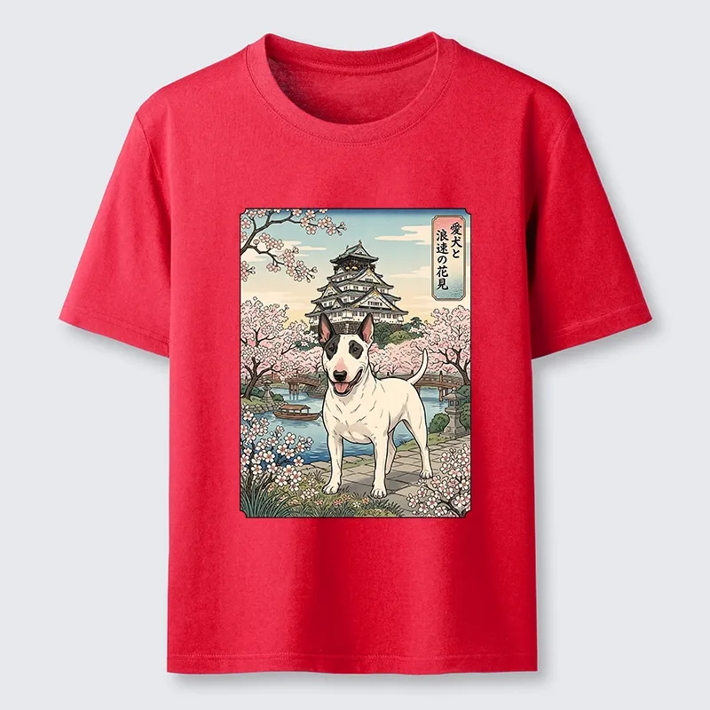 Tokyo-Tiger Ukiyo-e Bull Terrier Cherry Blossom Art Classic T-Shirt