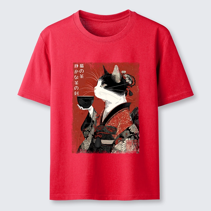 Tokyo-Tiger Kimono Tea Cat Red Vintage Ink Art Classic T-Shirt