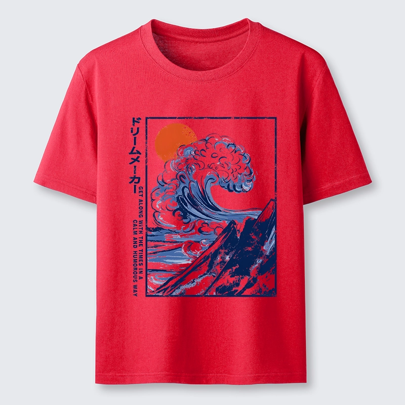 Tokyo-Tiger Big Blue Wave Mountain Sunrise Art Classic T-Shirt
