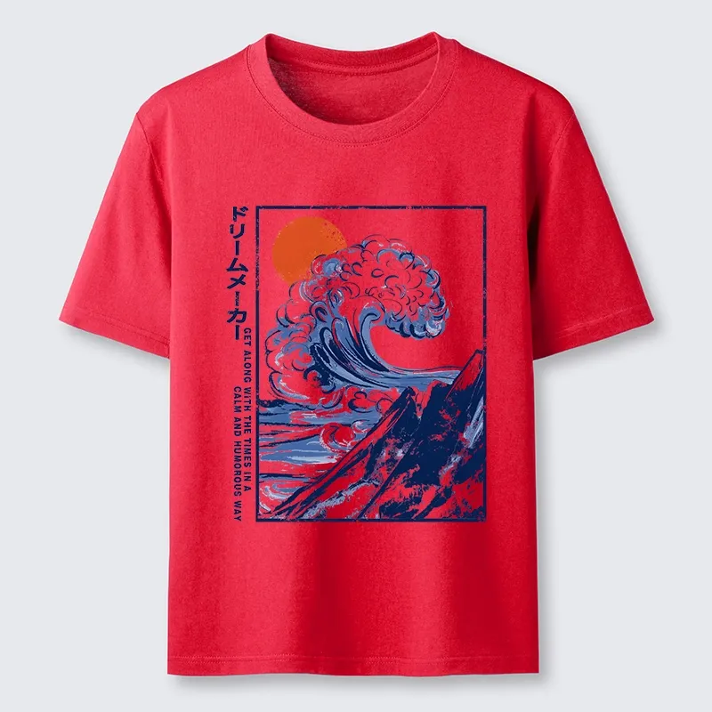 Tokyo-Tiger Big Blue Wave Mountain Sunrise Art Classic T-Shirt