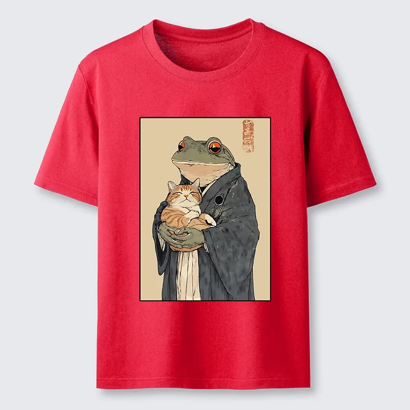 Tokyo-Tiger Frog Holds Sleepy Cat Classic T-Shirt