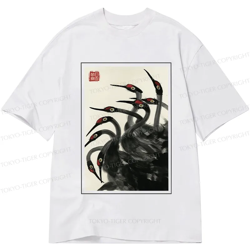 Tokyo-Tiger Retro Red Crowned Crane Classic T-Shirt