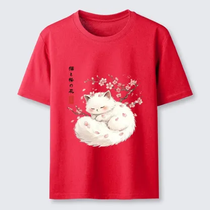 Tokyo-Tiger Soft Sakura White Cat Peaceful Sleep Classic T-Shirt