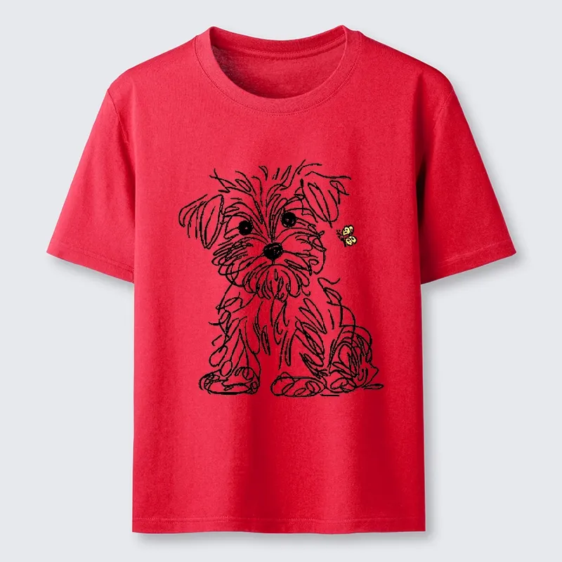Tokyo-Tiger Simple Line Dog Tiny Butterfly Classic T-Shirt Sale