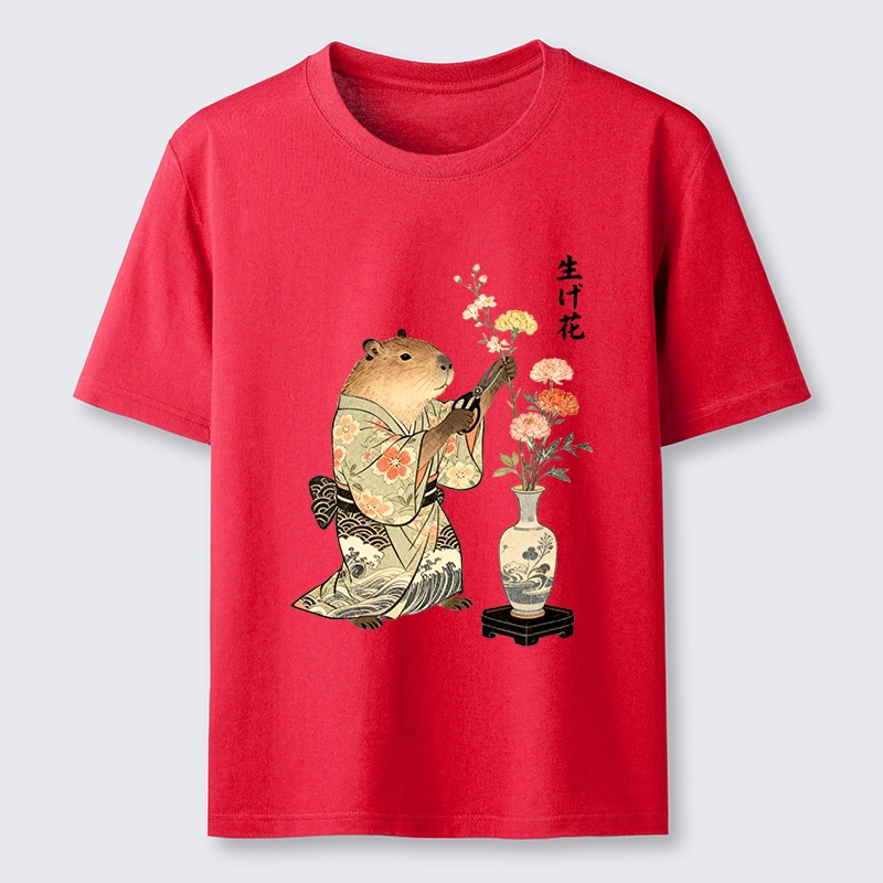 Tokyo-Tiger Chill Capybara Arranging Flower Art Classic T-Shirt Sale