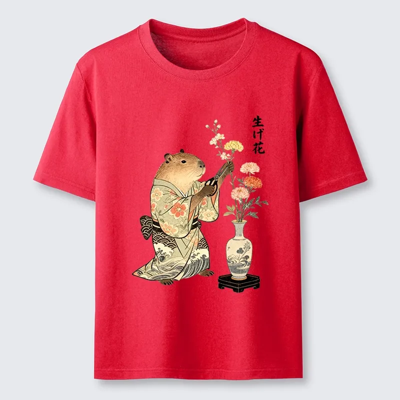 Tokyo-Tiger Chill Capybara Arranging Flower Art Classic T-Shirt