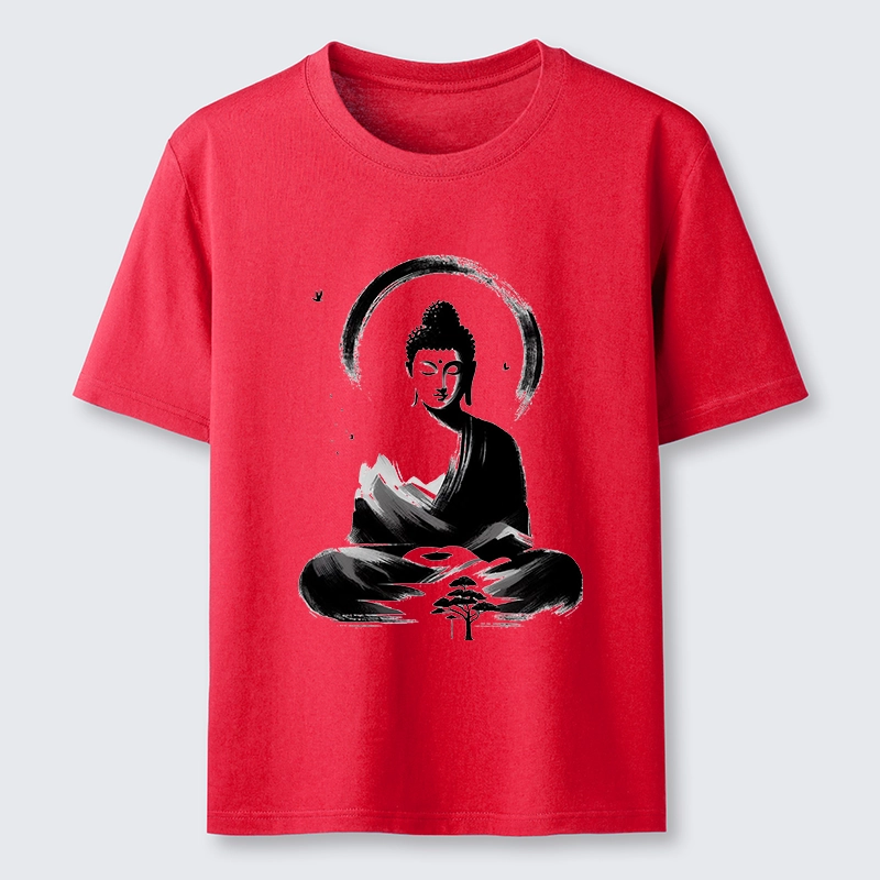 Tokyo-Tiger Serene Mountain Buddha Zen Art Classic T-Shirt
