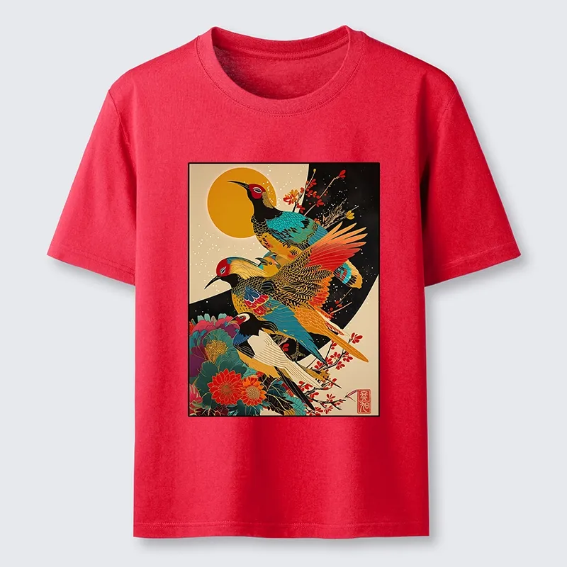 Tokyo-Tiger Sunrise Pheasants Blossom Oriental Art Design Classic T-Shirt Sale