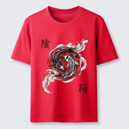 Tokyo-Tiger Red Ink Twin Koi Fish Harmony Classic T-Shirt