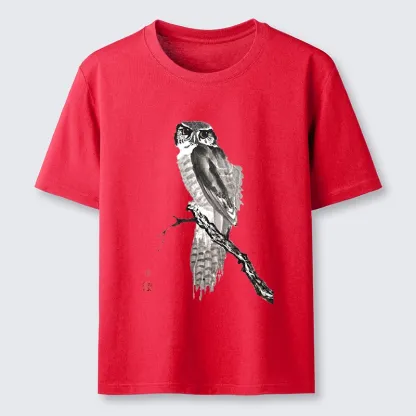 Tokyo-Tiger Minimal Ink Owl Oriental Brush Art Classic T-Shirt