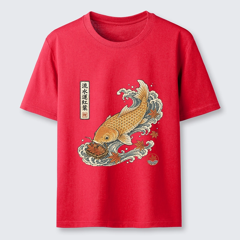 Tokyo-Tiger Golden Koi Carp Maple Leaf Wave Art Classic T-Shirt