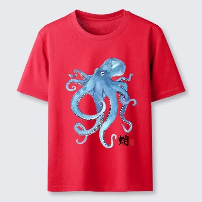 Tokyo-Tiger Watercolor Blue Octopus Classic T-Shirt