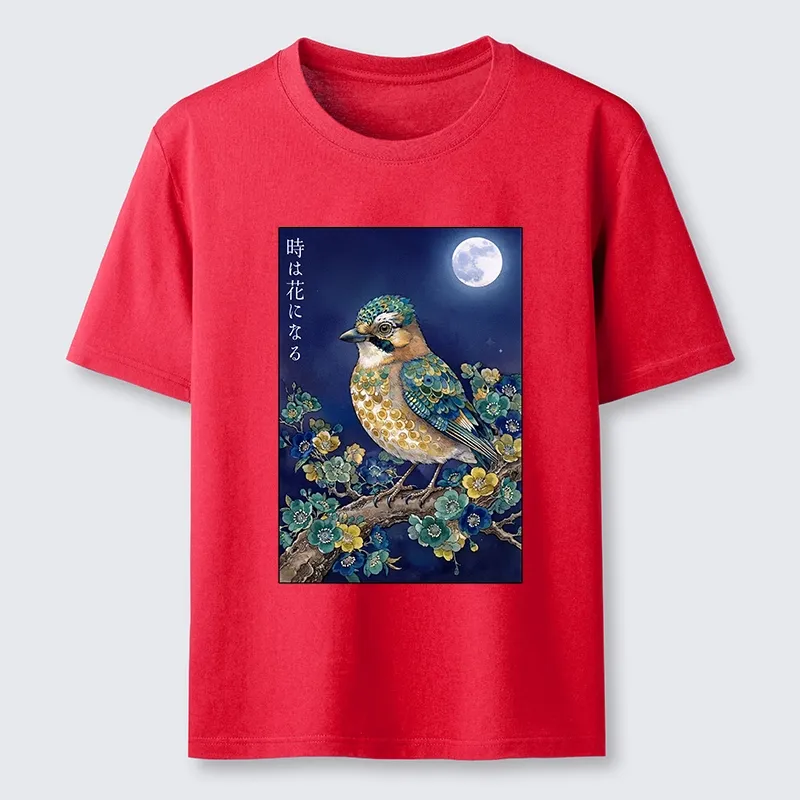 Tokyo-Tiger Moon Bird Floral Retro Art Classic T-Shirt