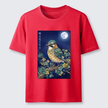 Tokyo-Tiger Moon Bird Floral Retro Art Classic T-Shirt