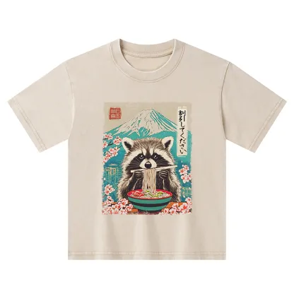 Tokyo-Tiger Please Give Raccoon A Discount Kids Washed T-Shirt