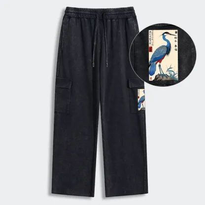 Tokyo-Tiger Colorful Crane Washed Utility Sweatpants