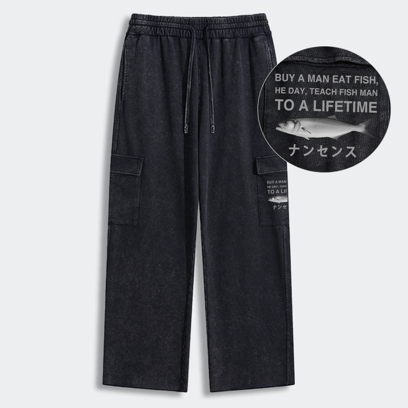 Tokyo-Tiger Funny To A Lifetime Washed Utility Sweatpants