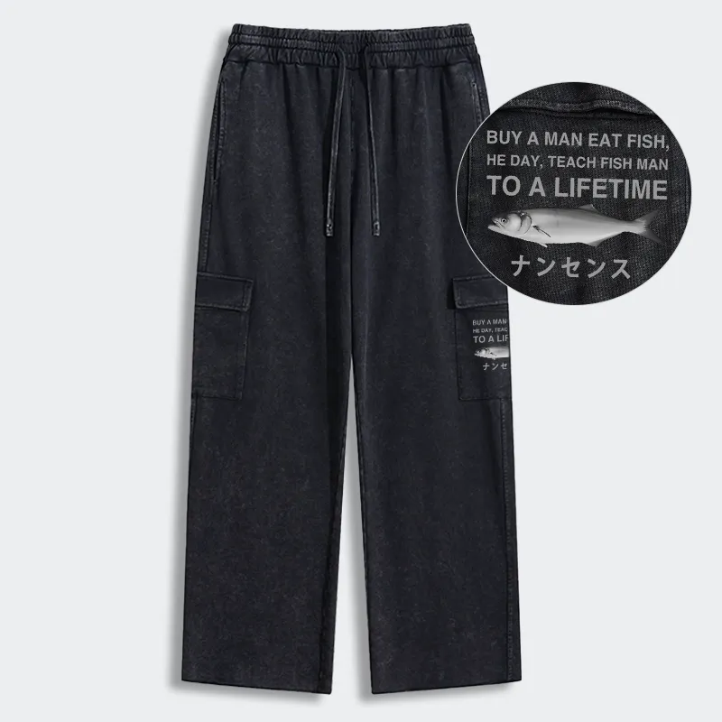 Tokyo-Tiger Funny To A Lifetime Washed Utility Sweatpants