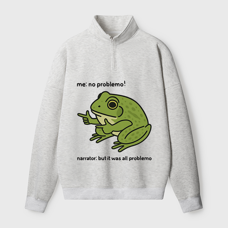Tokyo-Tiger Stupid Frog Meme Half Zip Fleece Sweatshirt