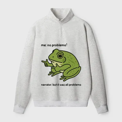 Tokyo-Tiger Stupid Frog Meme Half Zip Fleece Sweatshirt