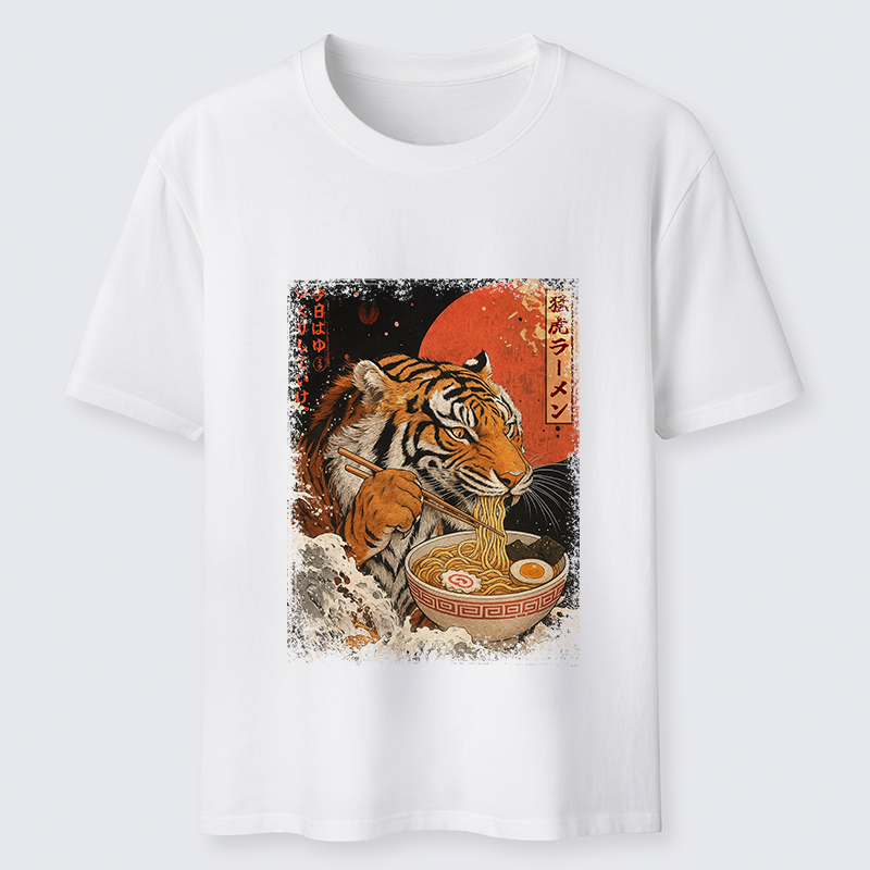 Tokyo-Tiger Ukiyoe Japan Tiger Eating Ramen Classic T-Shirt