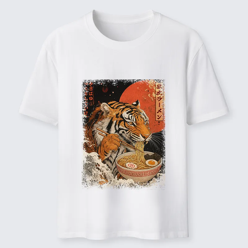 Tokyo-Tiger Ukiyoe Japan Tiger Eating Ramen Classic T-Shirt