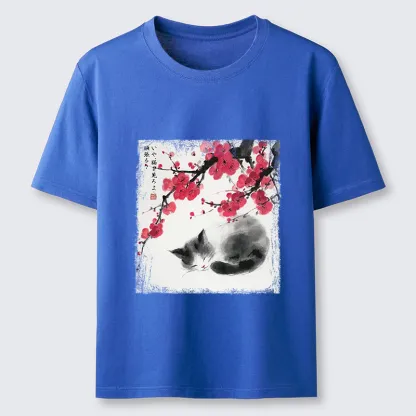 Tokyo-Tiger Ink Wash Painting: A Cat Lying Flat Under The Tree Classic T-Shirt