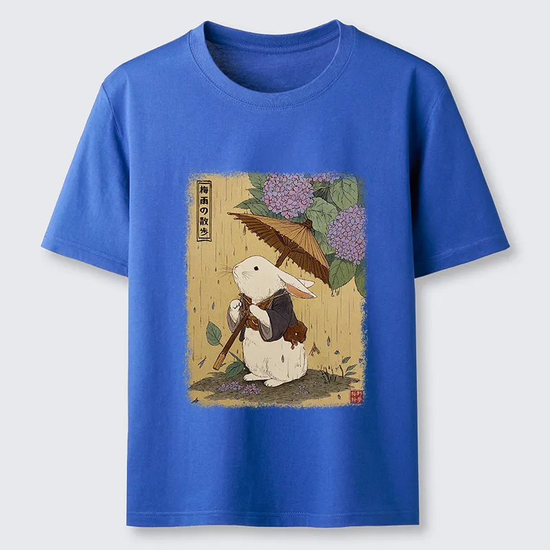 Tokyo-Tiger Ukiyoe Rainy Stroll Bunny Classic T-Shirt