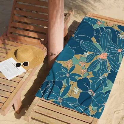 Tokyo-Tiger Blooming Flowers Beach Towel